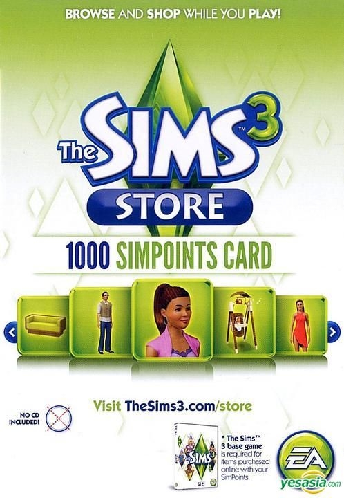 Yesasia The Sims 3 Store 1000 Simpoints Card Asian English Version