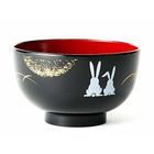 Japanese Style Plastic Bowl (Moon Rabbit/Black)