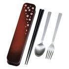 Hakoya Cutlery Set with Case (Akanezakura Red)
