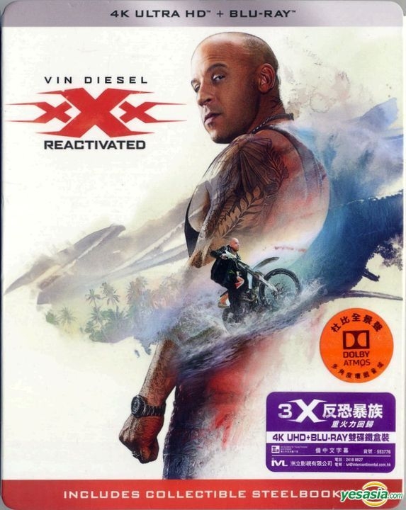 YESASIA: xXx: Reactivated (2017) (4K Ultra HD + Blu-ray) (Steelbook) (Hong  Kong Version) Blu-ray - Vin Diesel, Donnie Yen, Intercontinental Video (HK)  - Western / World Movies & Videos - Free Shipping - North America Site