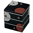 Hakoya 15.0 Square 3 Layers Lunch Box Kuro Hyakka 