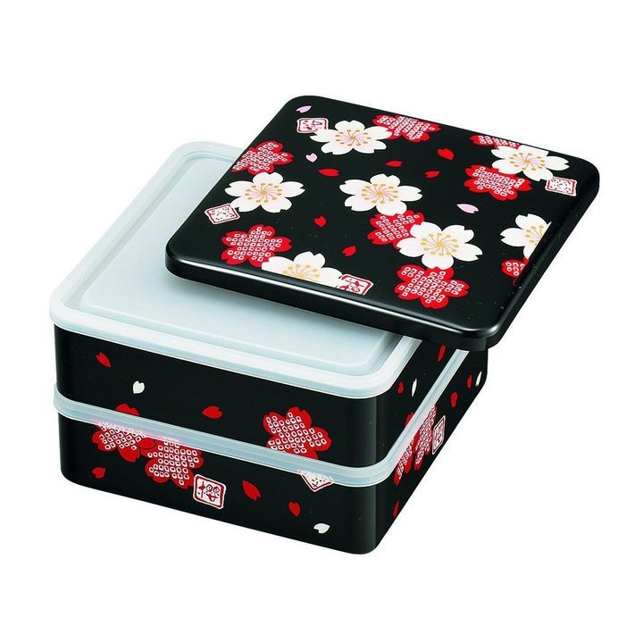 Two-Tier Cherry Blossom Square Bento Box | Purple