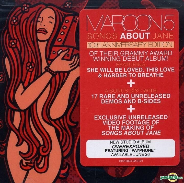maroon 5 songs about jane 10th anniversary edition
