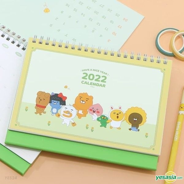 YESASIA Kakao Friends 2022 Small Desktop Calendar (Yellow Green) 海報