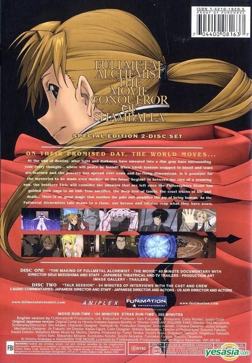 FULLMETAL ALCHEMIST THE Movie - Conqueror of Shamballa (Blu-ray 2005 Anime)  $100.00 - PicClick AU