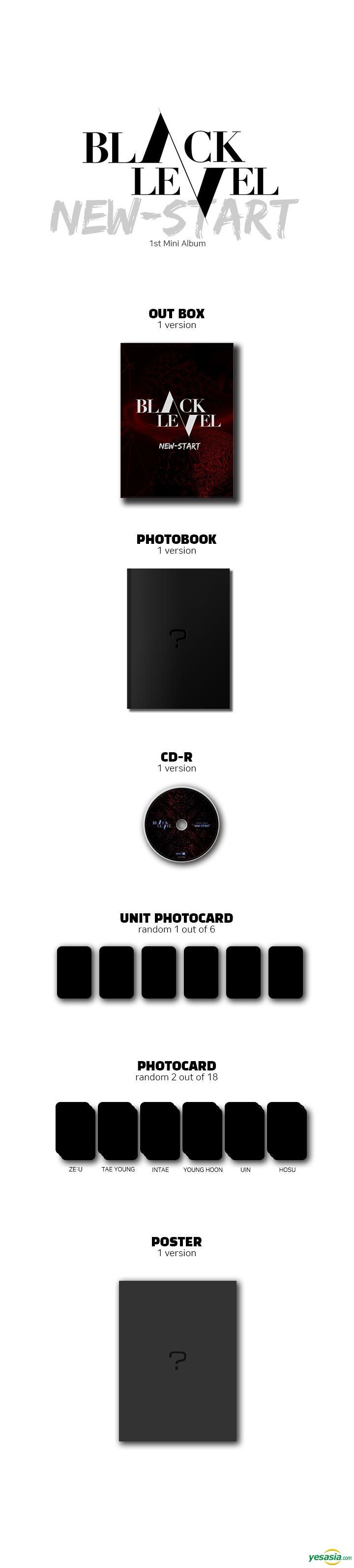 YESASIA BLACK LEVEL Mini Album Vol. 1 New Start + Poster in Tube CD