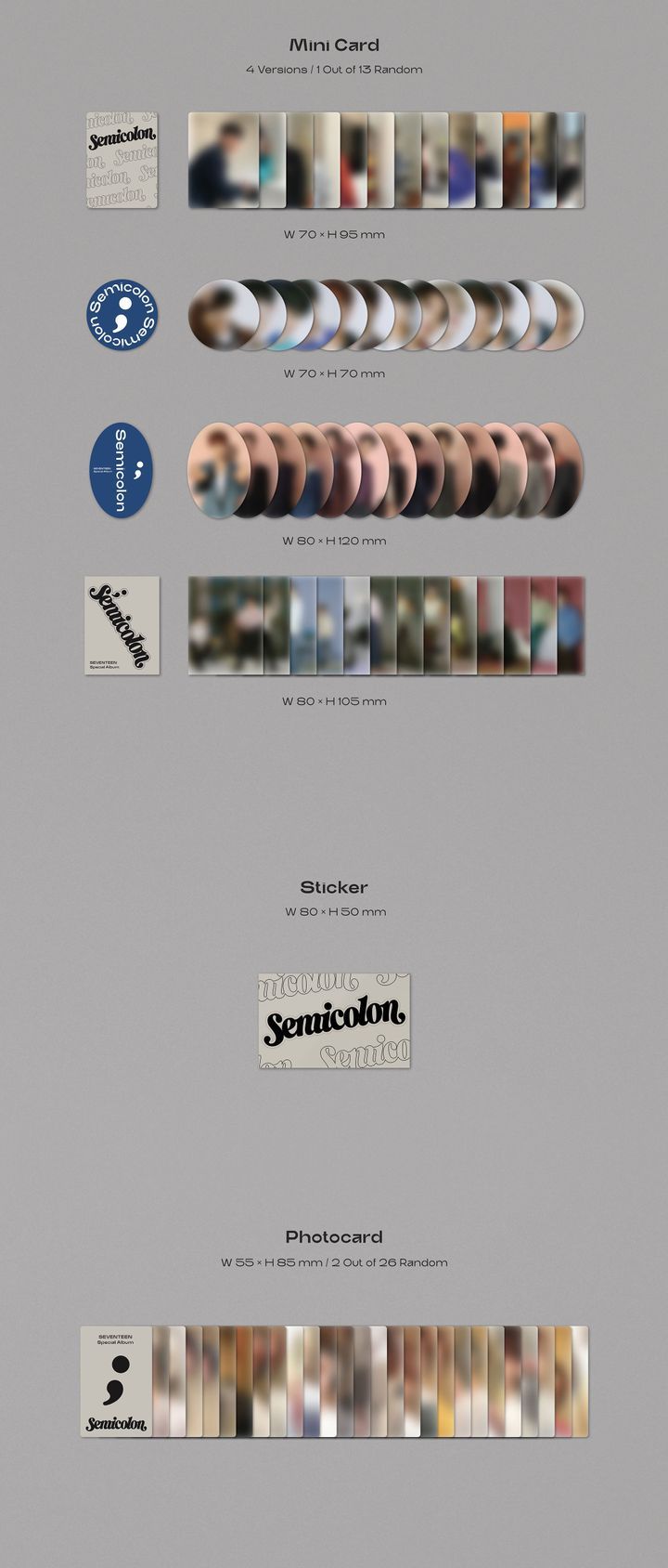 ; Semicolon Album+Folded Poster+Extra Photocards Set Pledis Entertainment SEVENTEEN 