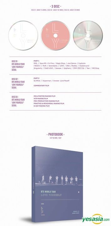 YESASIA: BTS WORLD TOUR - 'LOVE YOURSELF' SEOUL (3DVD + Photobook + Poster  + Photo Card) (Korea Version) DVD - 防弾少年団（BTS） - 韓国の音楽ビデオディスク - 無料配送