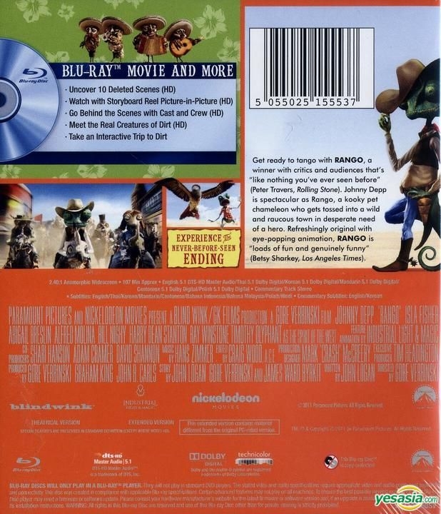 YESASIA: Rango (2011) (Blu-ray) (Hong Kong Version) Blu-ray - Gore  Verbinski, Harry Dean Stanton, Intercontinental Video (HK) - Western /  World Movies & Videos - Free Shipping