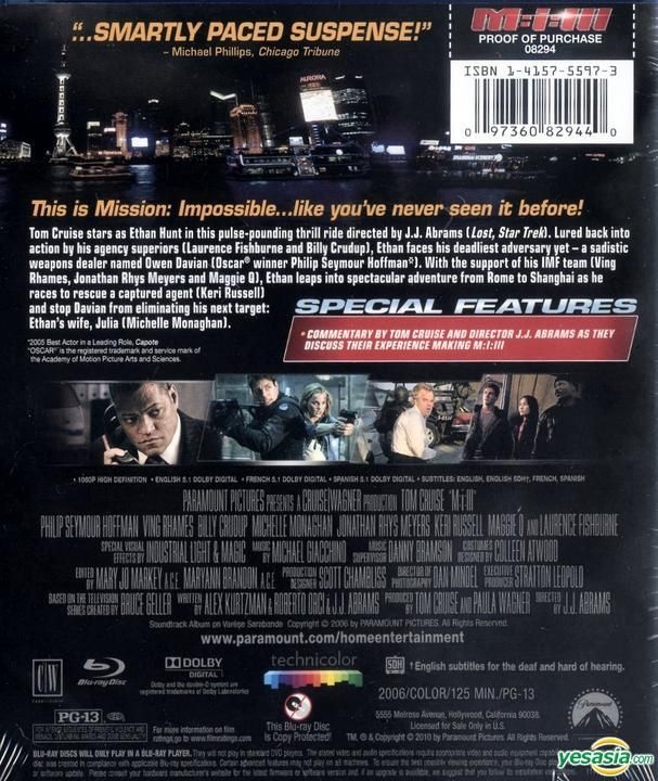 YESASIA: Mission: Impossible 3 (2006) (Blu-ray) (US Version) Blu-ray - Tom  Cruise, Philip Seymour Hoffman, Paramount Home Entertainment - Western /  World Movies  Videos - Free Shipping