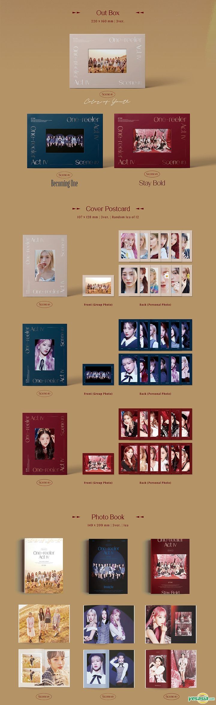 IZ*ONE One-reeler Act IV 3枚セット IVE ルセラ Sealed NEW iz*one 4th mini album One-reeler Act IV 3 ver
