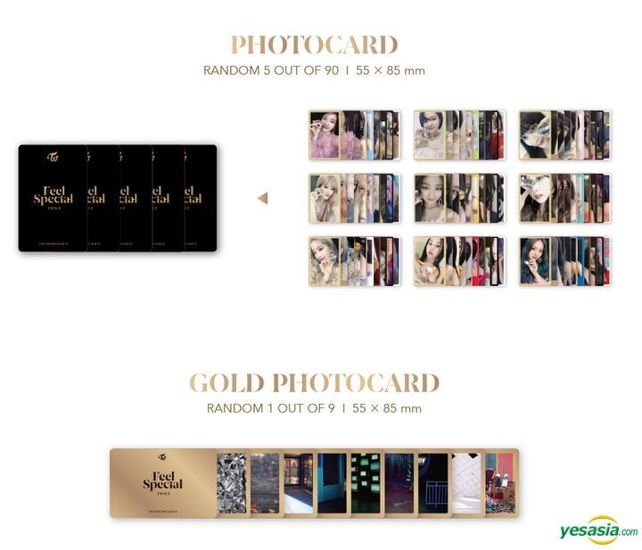 JYP Twice - Feel Special [A ver.] (8th Mini Album) CD+88p Photobook+Lyrics  Paper+5Photocards+Gold Photocard+Folded Poster(A ver.)+Extra Photocard