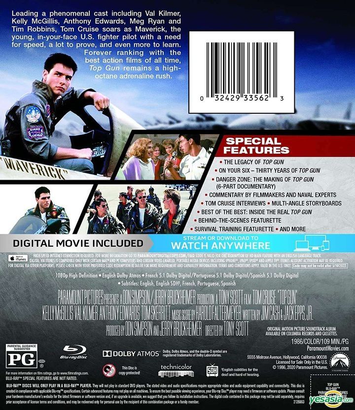 YESASIA: Top Gun  Blu ray + Digital US Version Blu ray