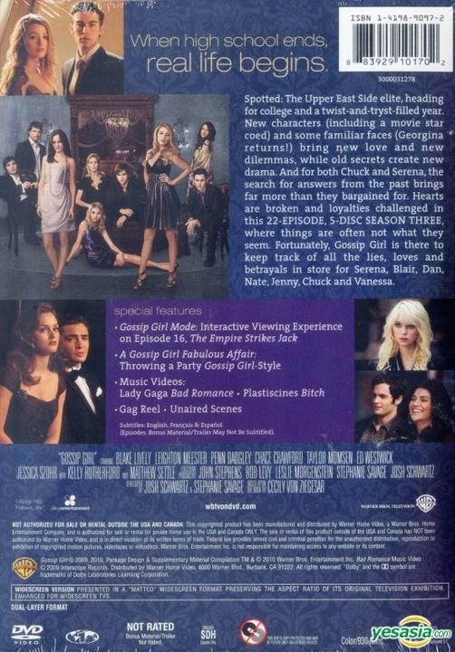 Gossip Girl: Season 3 (DVD, 2010, 5-Disc Set) Brand New 883929101702