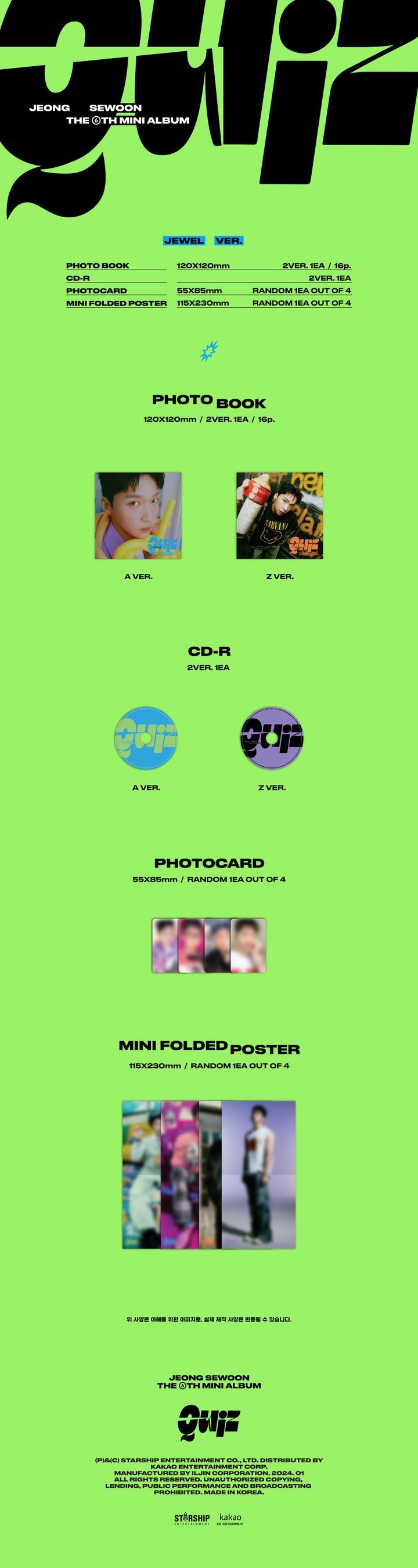 Yesasia Jeong Se Woon Mini Album Vol 6 Quiz Jewel Version Set