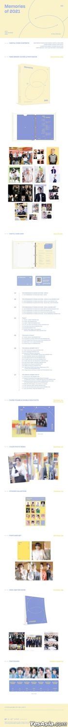 BTS Memories of 2021 (Digital Code Card + Ring Binder Cover + Photobook + Double-Side Photo + Clear Photo Index + Sticker Collection + Postcard Set + 2021 BTS Book + Random Photo Card) (Korea Version)