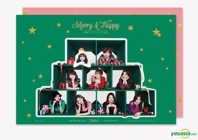 Yesasia Twice The 1st Album Repackage Merry Happy Random Version Photo Card Set 2 Posters In Tube 镭射唱片 Twice Korea 韩语音乐 邮费全免