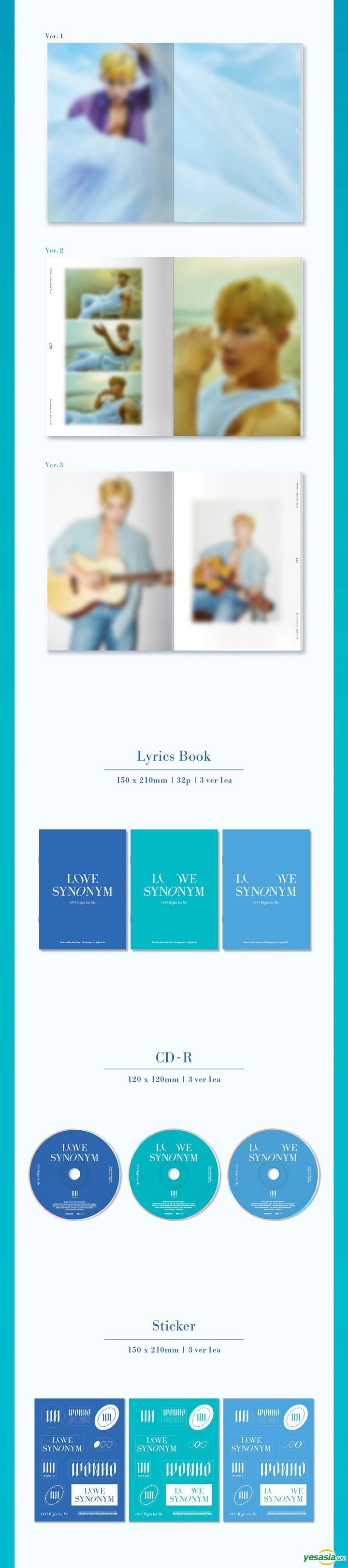 Yesasia Wonho Mini Album Vol 1 Love Synonym 1 Right For Me Version 1 2 3 Cd Won Ho 韓国の音楽cd 無料配送 北米サイト