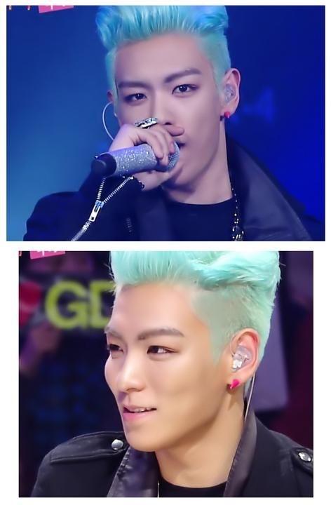 YESASIA: Big Bang : T.O.P Style - Double Stud Earrings (Hot Pink