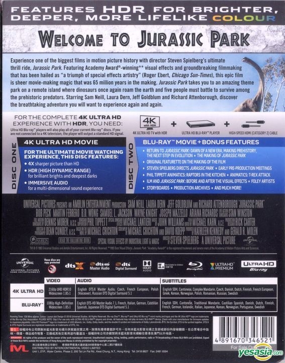JURASSIC PARK-4K UHD - MOVIE [Blu-ray] [1993]