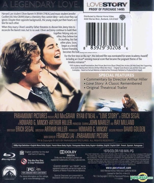 YESASIA Love Story 1970 Blu ray US Version Blu ray Ryan O