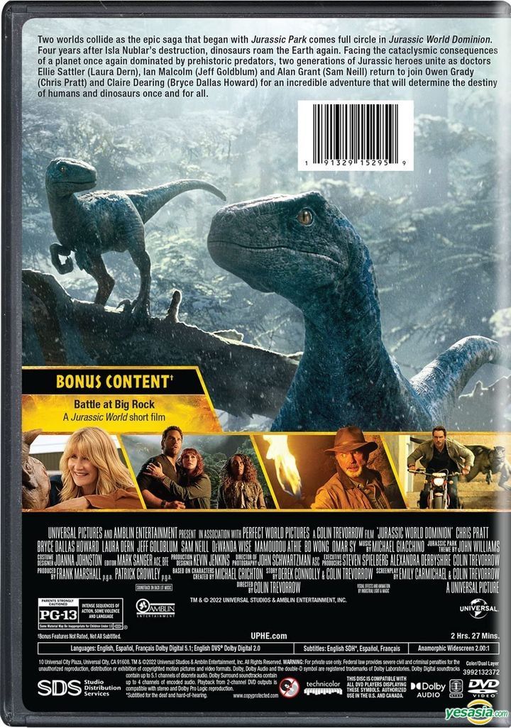 Yesasia Jurassic World Dominion 2022 Dvd Us Version Dvd Chris Pratt Sam Neill 