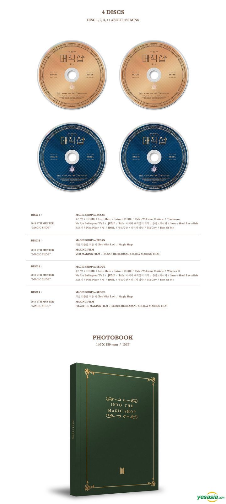 YESASIA : BTS 5th Muster MAGIC SHOP (DVD) (4-Disc + Photobook + Pop-Up Box  + Invitation Card + Photo Card) (Korea Version) DVD,男明星,组合- BTS 防弹少年团-  韩语演唱会及MV - 邮费全免