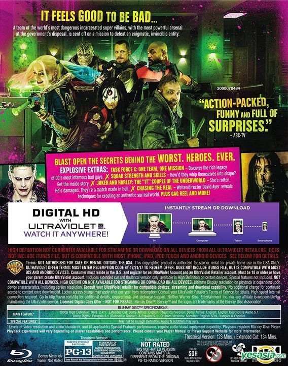 YESASIA Suicide Squad 2016 Blu ray DVD Digital HD US