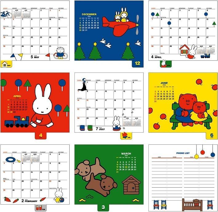 YESASIA Miffy 2024 Desktop Calendar BCA2 PHOTO/POSTER,CALENDAR