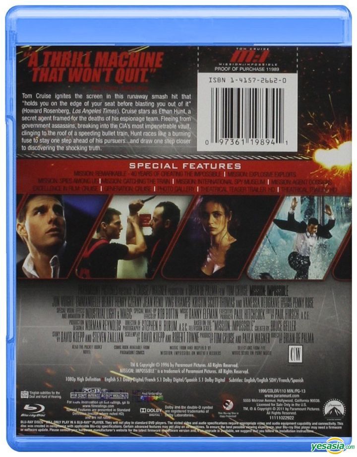 YESASIA: Mission Impossible (1996) (Blu-ray) (US Version) Blu-ray - Tom ...