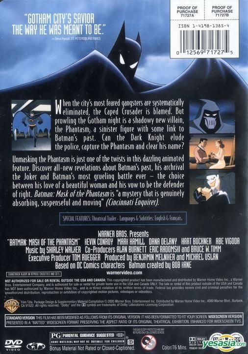 YESASIA: Batman - Mask of the Phantasm (Full Length Movie) (US Version) DVD - Warner Bros. - Western / World Movies & Videos Free Shipping - North America Site