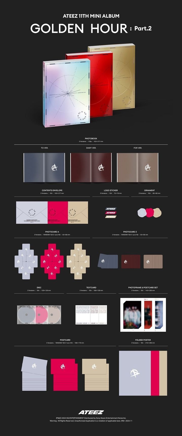 Dreamus ATEEZ Album – GOLDEN HOUR : Part.1 DIARY Ver – Con Pre-Order Benefits E Omaggi Esclusivi BolsVos – Autentico Made In Korea