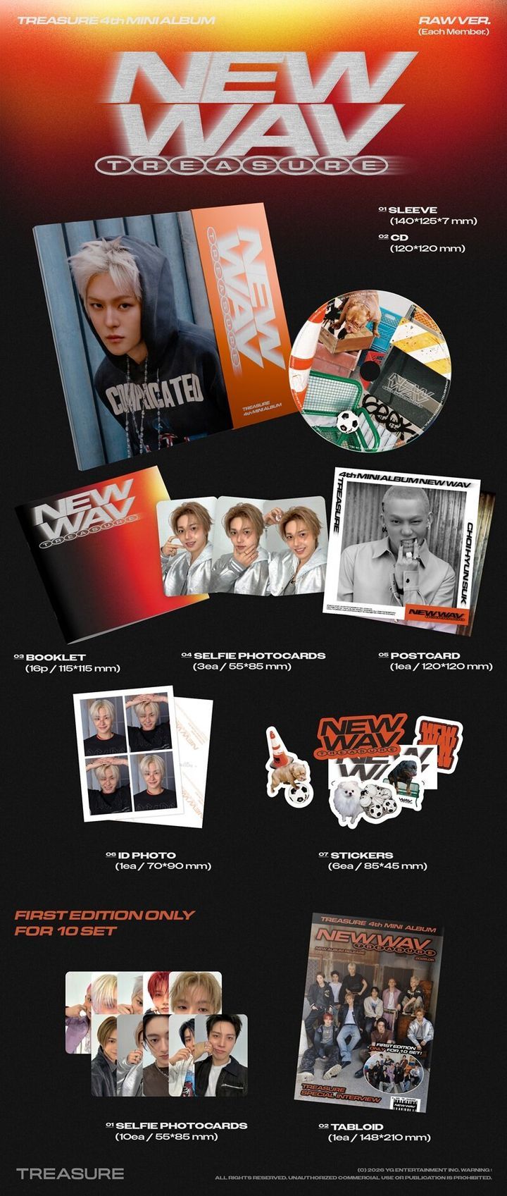 YESASIA: TREASURE Mini Album Vol. 4 - NEW WAV (RAW Version