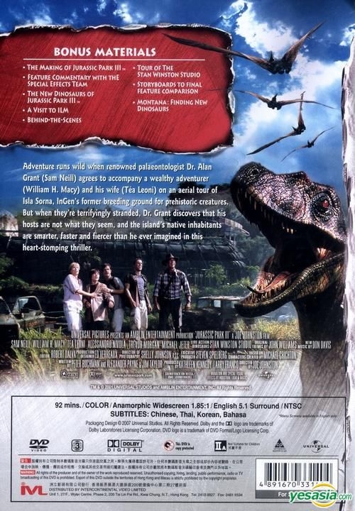 Writer vehicle Estimated YESASIA: Jurassic Park III (2001) (DVD) (Hong Kong Version) DVD - Sam  Neill, William H.Macy, Intercontinental Video (HK) - Western / World Movies  & Videos - Free Shipping