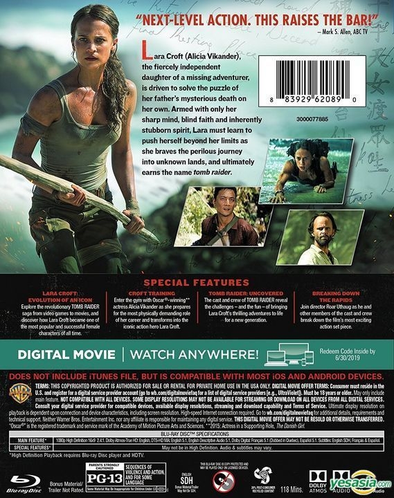  Lara Croft: Tomb Raider (4K UHD + Blu-ray + Digital