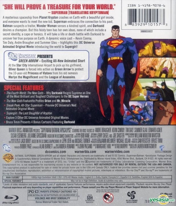 YESASIA: Superman/Batman: Apocalypse (Blu-ray) (US Version) Blu-ray,DVD -  Warner Bros. - Western / World Movies & Videos - Free Shipping - North  America Site