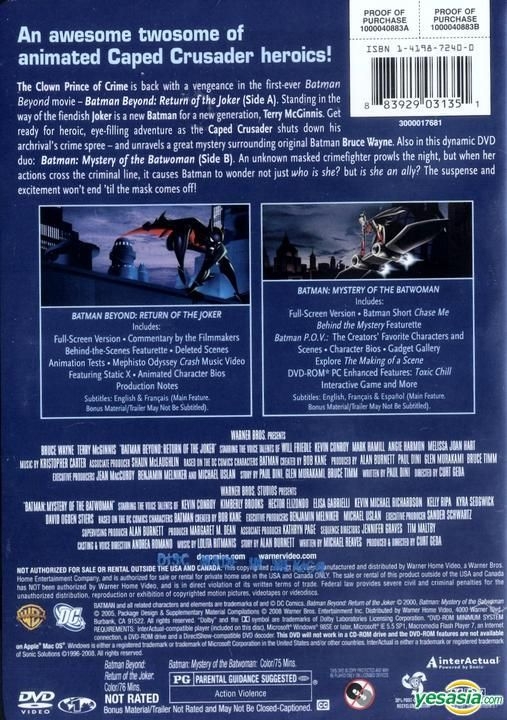 YESASIA: Batman Beyond: The Return Of The Joker / Batman: Mystery Of The  Batwoman (DVD) (Double Feature) (US Version) DVD - Warner Home Video (US) -  Western / World Movies & Videos -