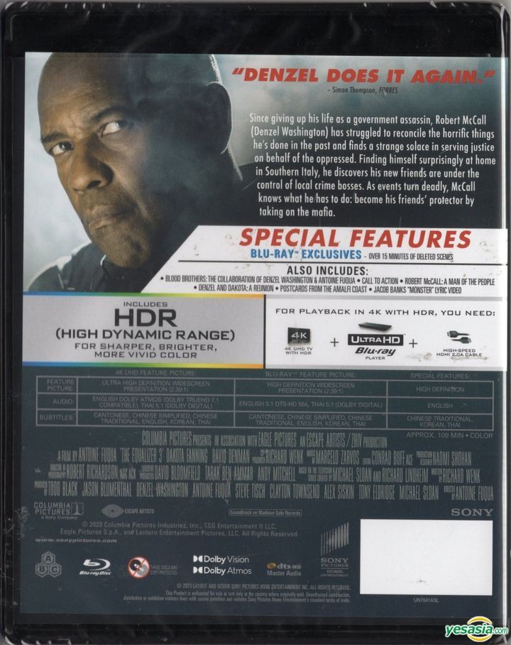 Yesasia The Equalizer 3 2023 4k Ultra Hd Blu Ray Hong Kong Version Blu Ray Denzel