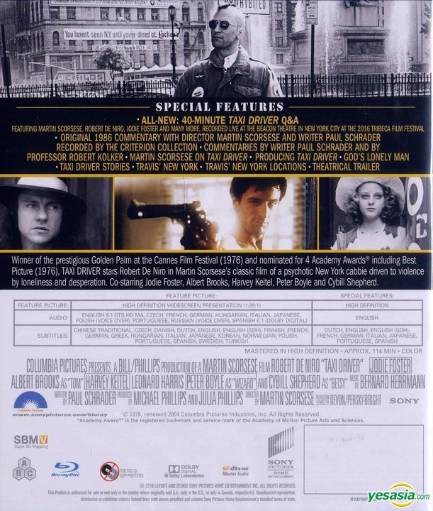 YESASIA: Taxi Driver (1976) (Blu-ray) (40th Anniversary Edition) (Hong Kong  Version) Blu-ray - Jodie Foster, Robert De Niro, Intercontinental Video  (HK) - Western / World Movies & Videos - Free Shipping