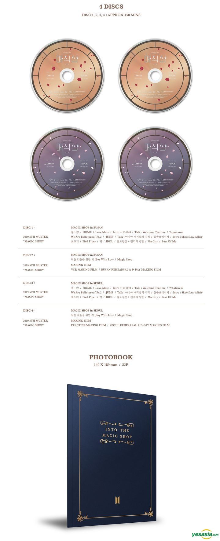 YESASIA: BTS 5th Muster MAGIC SHOP (Blu-ray) (4-Disc + Photobook + 
