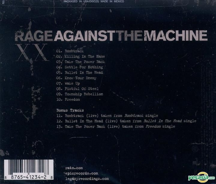 YESASIA: Rage Against The Machine - XX (20th Anniversary Edition