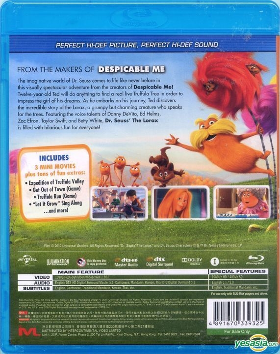 YESASIA: The Lorax (2012) (Blu-ray) (Hong Kong Version) Blu-ray - Kyle ...