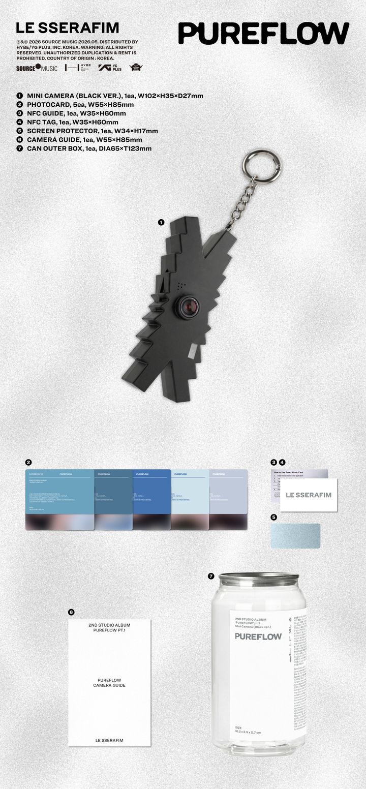 YESASIA: LE SSERAFIM 2nd Studio Album - PUREFLOW pt.1 (Mini Camera