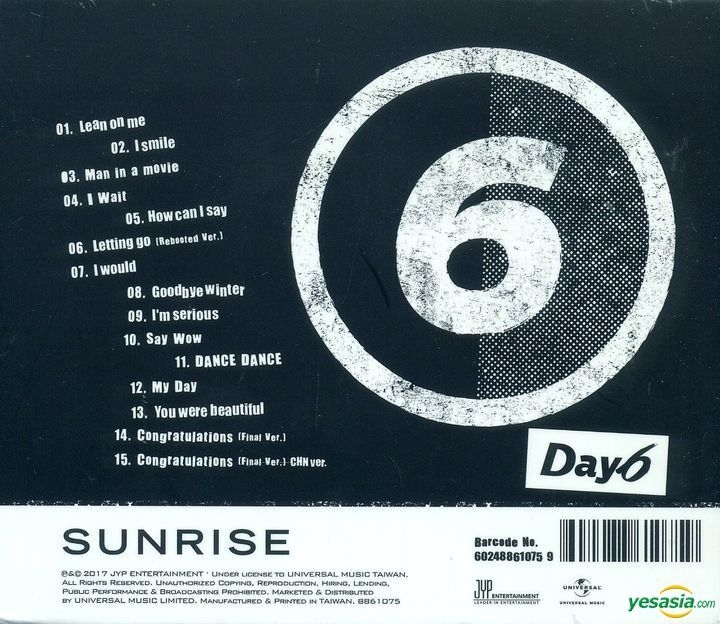 YESASIA: DAY6 Vol. 1 - SUNRISE (Taiwan Version) CD - DAY6, Universal ...