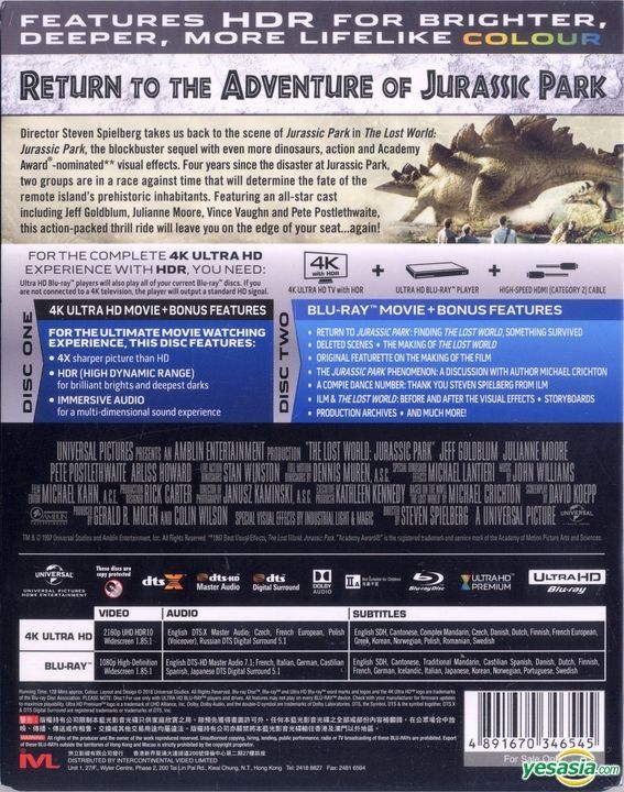 YESASIA: Jurassic Park (1993) (4K Ultra HD + Blu-ray) (Steelbook) (Hong  Kong Version) Blu-ray - Sam Neill, Jeff Goldblum, Intercontinental Video  (HK) - Western / World Movies & Videos - Free Shipping - North America Site