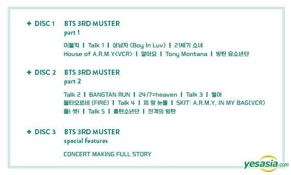 YESASIA: イメージ・ギャラリー - BTS 3rd Muster Army.Zip+ (3DVD + Photobook +  Storybook + Photo Card) (韓国版)