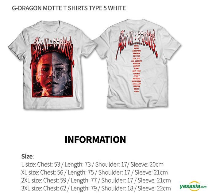 YESASIA: G-DRAGON MOTTE Official Goods - T-Shirt (Type 5) (White