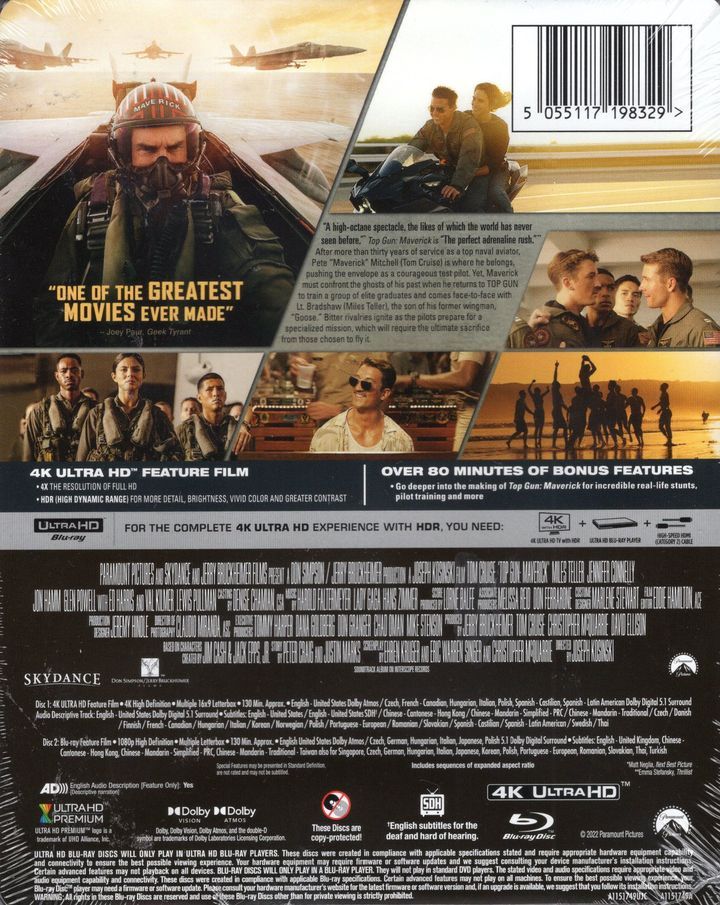 YESASIA: Image Gallery - Top Gun: Maverick (2022) (4K Ultra HD + Blu-ray)  (Steelbook - Cover A) (Hong Kong Version) - North America Site