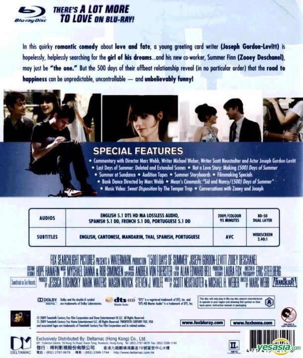 YESASIA: 500 Days Of Summer (2009) (Blu-ray) (Hong Kong Version) Blu-ray -  Joseph Gordon-Levitt, Zooey Deschanel, 20th Century Fox - Western / World  Movies & Videos - Free Shipping - North America Site