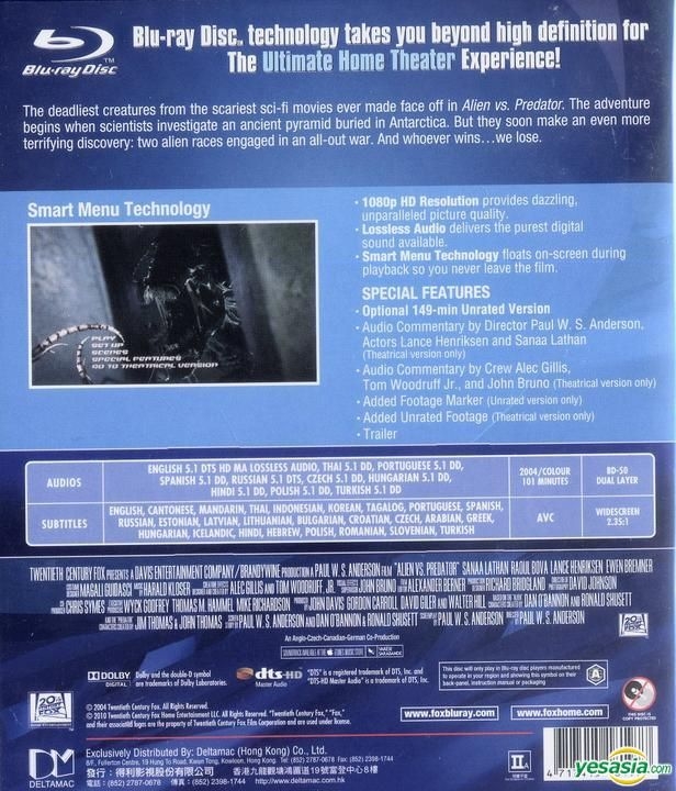 YESASIA: Alien vs Predator (Blu-ray) (Hong Kong Version) Blu-ray - Lance  Henriksen, Ewen Bremner, Deltamac (HK) - Western / World Movies & Videos -  Free Shipping - North America Site